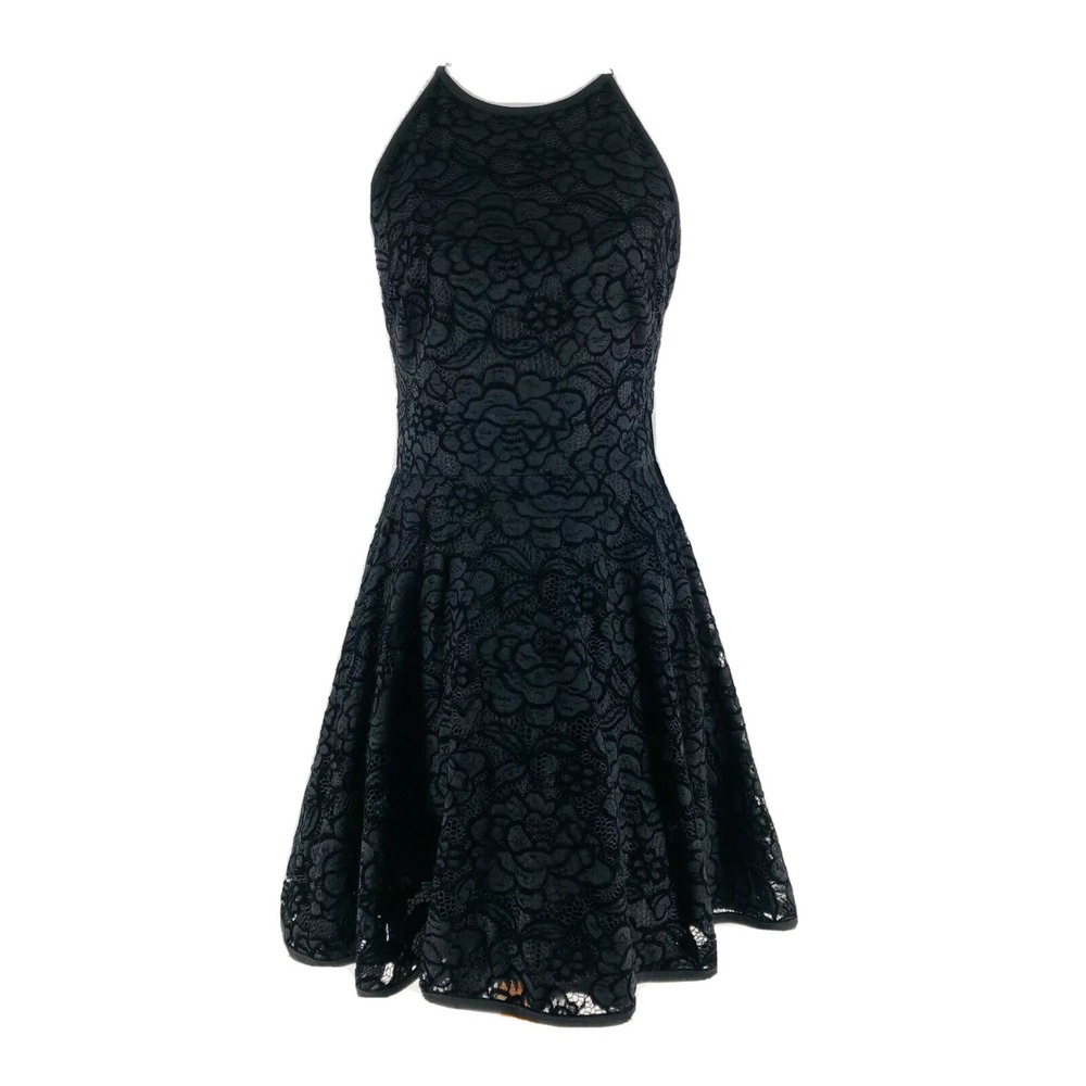 XSCAPE Women's Black Sleeveless Lace Fit & Flare Cocktail Dress Size 8 NEW